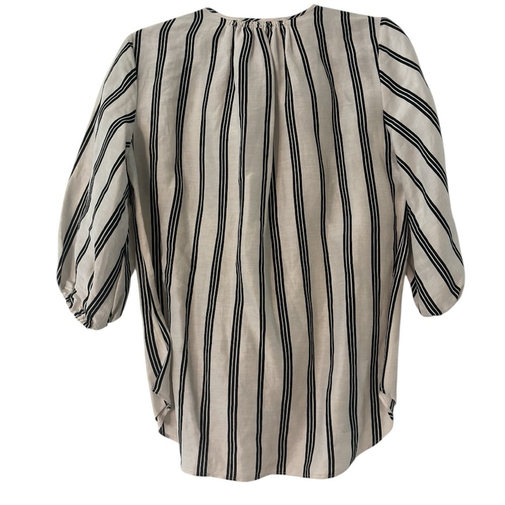 Apiece Apart Nueva Agustina Linen Silk Blend 3/4 Sleeve Striped Tunic Blouse 6 - Picture 5 of 7